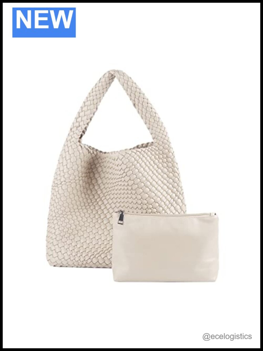Hand Woven Vegan Leather Tote Bag with Wallet, Hobo Shoulder Bag